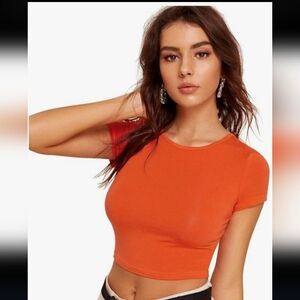Women's Orange Crewneck Crop Top Sz Medium NWT
